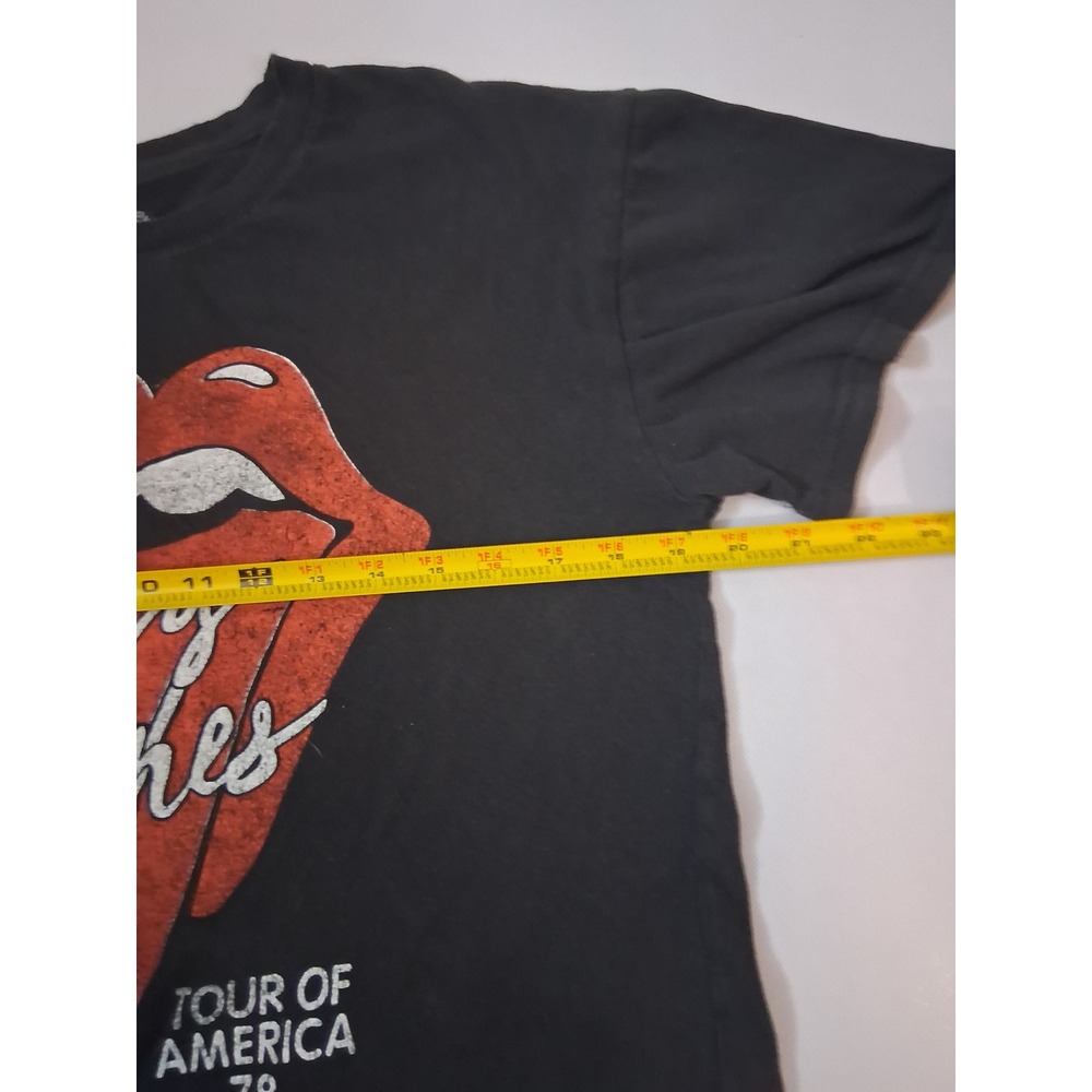 Rolling Stones Tour of America 78 Cropped T-Shirt Black Large Cotton Band Tee - Picture 5 of 6
